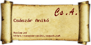 Császár Anikó névjegykártya